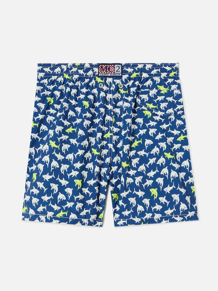 Jean Lighting Stretch swim shorts with all-over sharks print