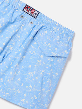 Short de bain Jean Lighting Stretch avec imprimé Wave Toile de jouy all-over 