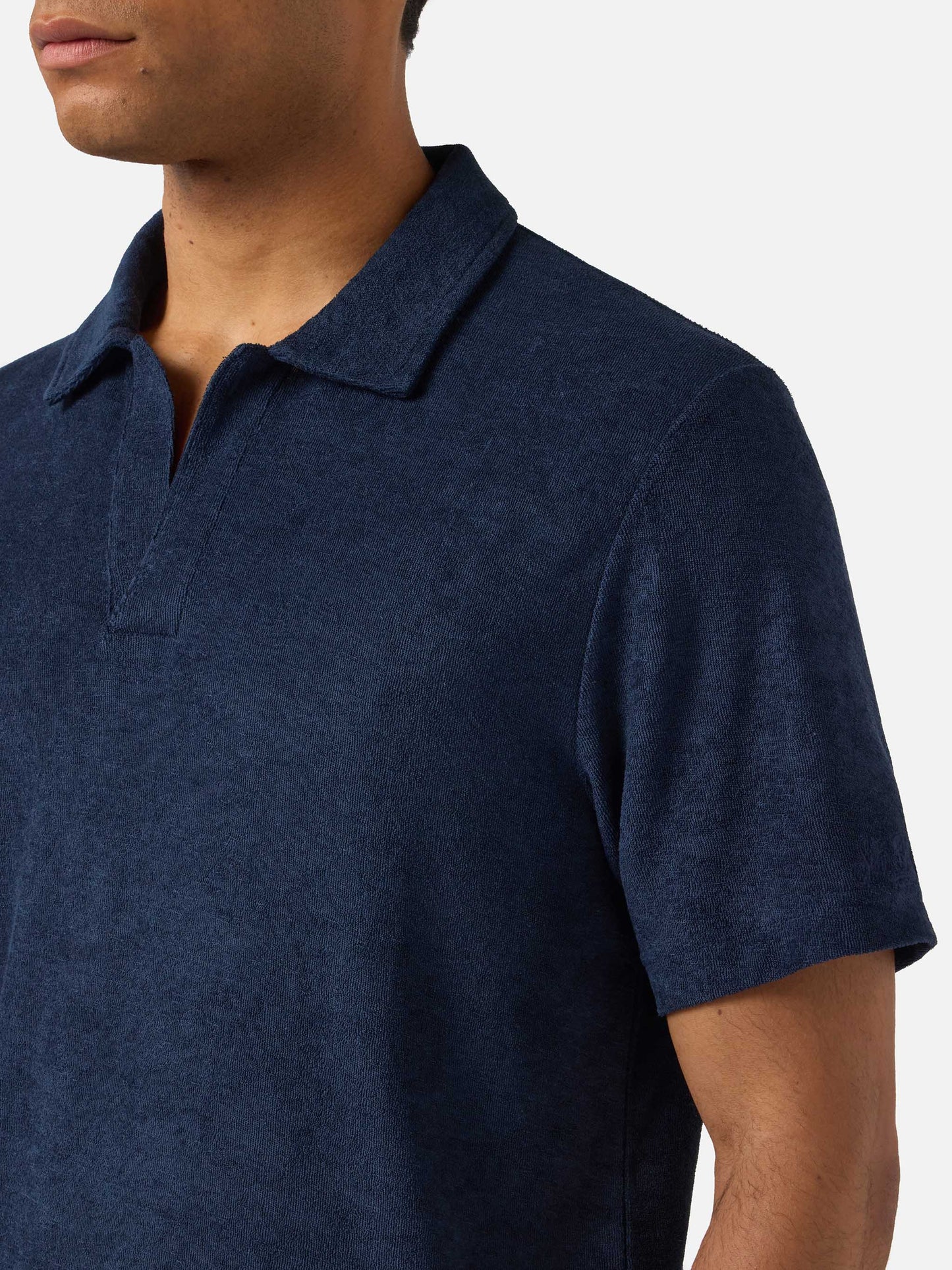 Navy blue Jeremy polo in terry-effect cotton