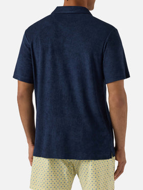 Navy blue Jeremy polo in terry-effect cotton