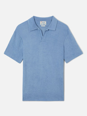 Polo Jeremy in cotone effetto spugna azzurro polvere