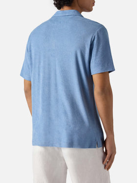 Polo Jeremy in cotone effetto spugna azzurro polvere