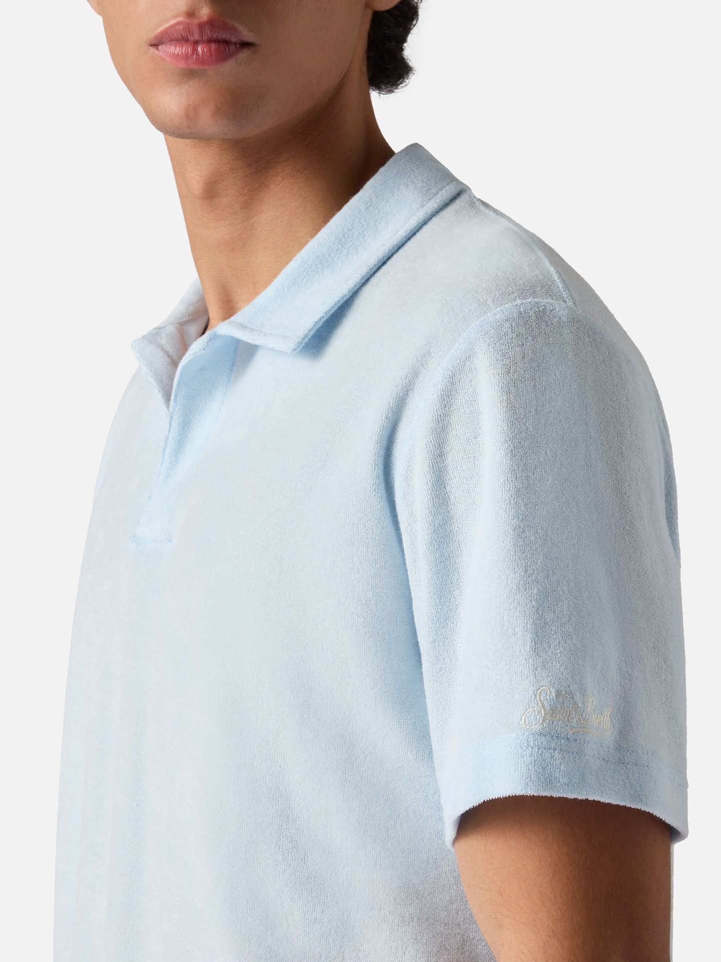 Polo Jeremy azul claro en algodón con efecto terry 