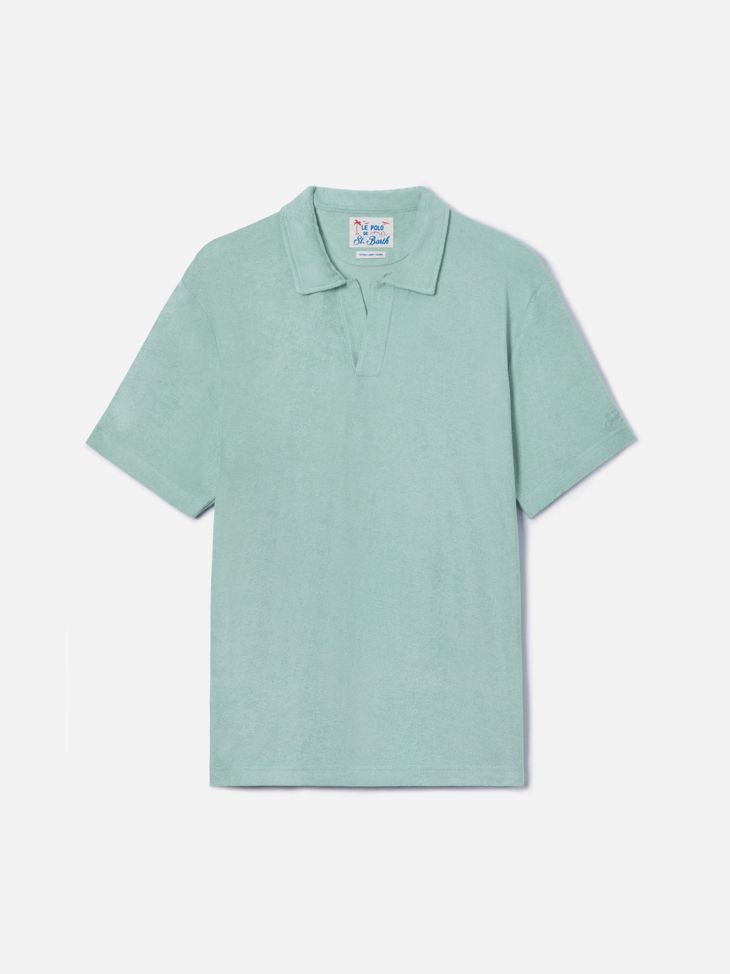 Polo Jeremy in cotone effetto spugna verde salvia