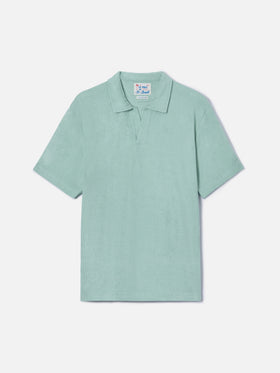 Polo Jeremy in cotone effetto spugna verde salvia