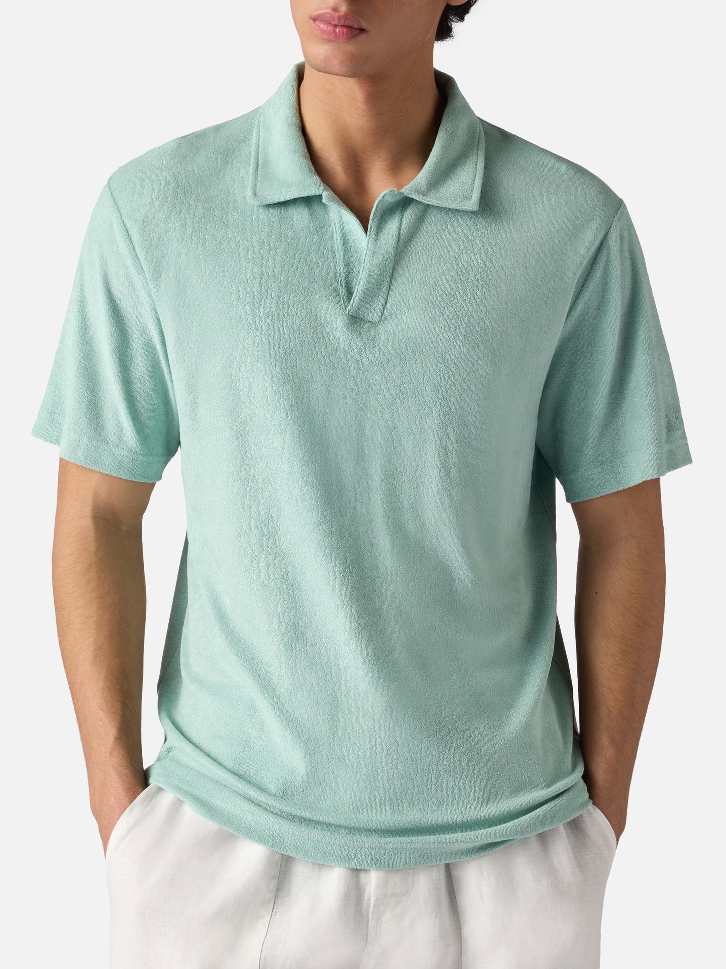 Polo Jeremy in cotone effetto spugna verde salvia