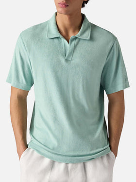 Polo Jeremy in cotone effetto spugna verde salvia