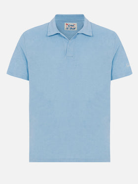 Jeremy light blue terry buttonless polo shirt - MC2 Saint Barth