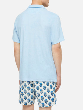 Jeremy light blue terry buttonless polo shirt - MC2 Saint Barth