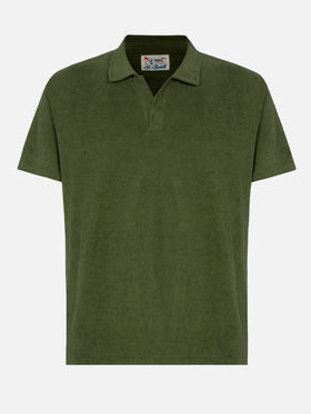 Jeremy military green terry buttonless polo shirt - MC2 Saint Barth