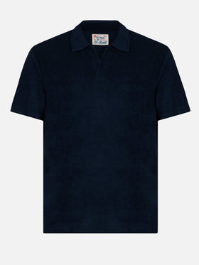 Jeremy navy blue terry buttonless polo shirt - MC2 Saint Barth