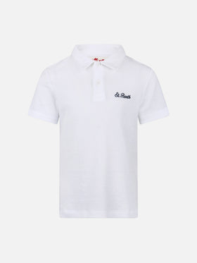 Boy white terry polo shirt Jeremy Jr - MC2 Saint Barth