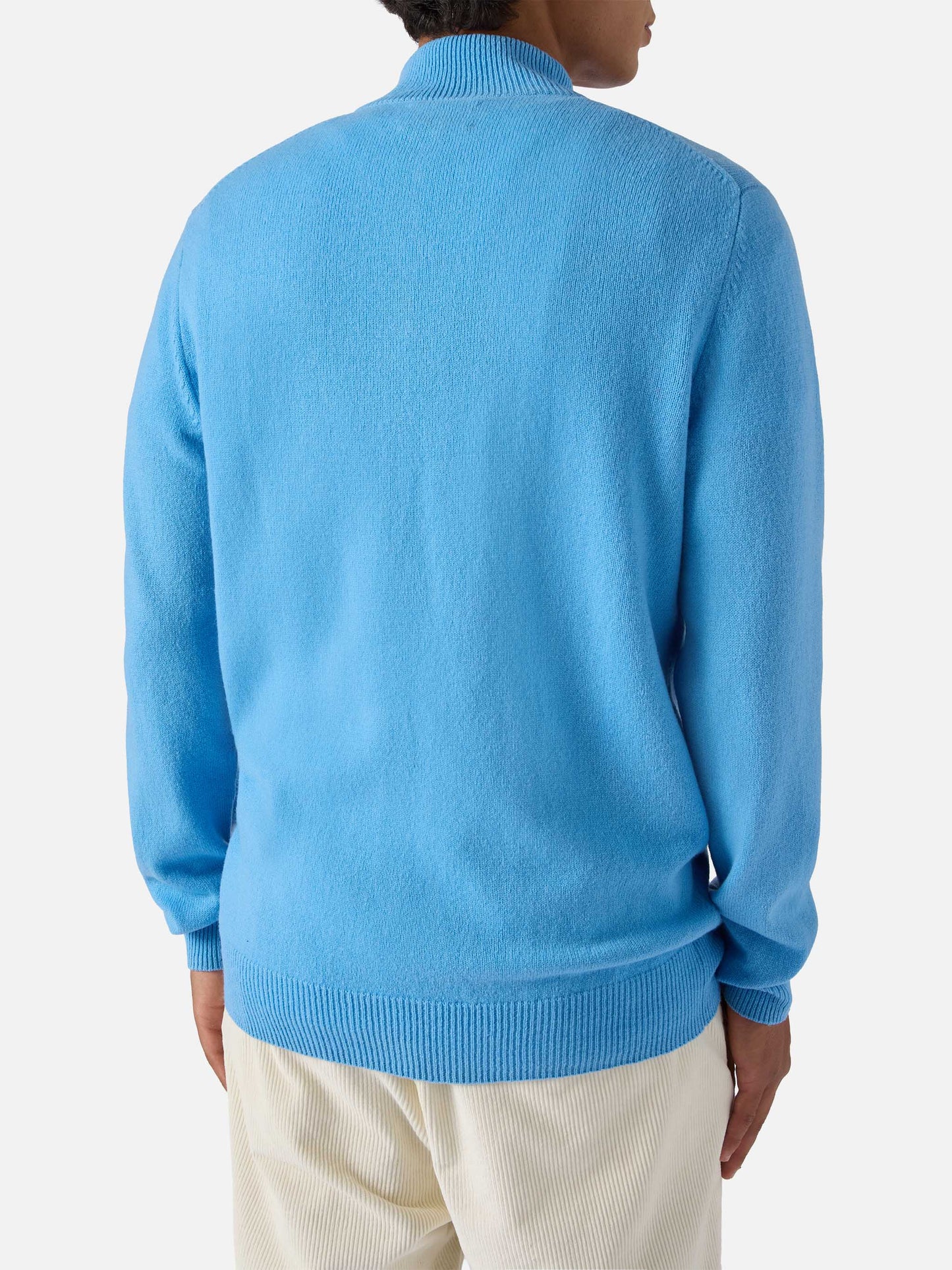 Jermyn Pullover mit halbem Reißverschluss aus 100 % Lammwolle in Puderblau