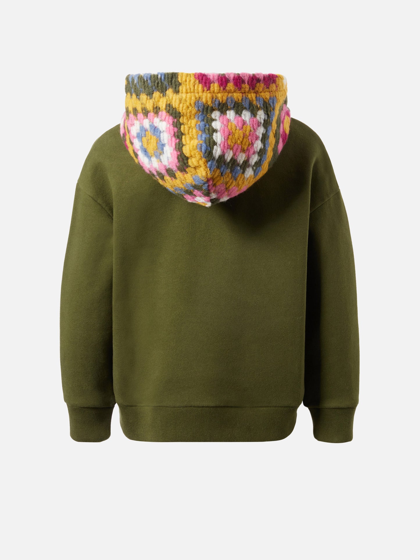 Sudadera con capucha verde Jeune Jr con motivo de crochet 