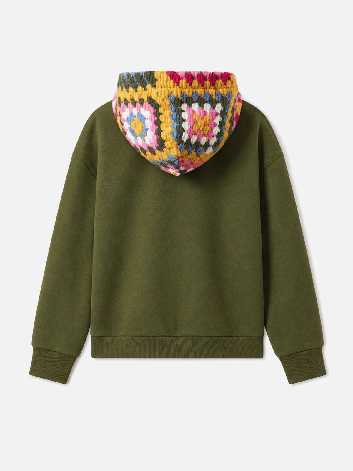 Sweat à capuche vert Jeune Jr avec motif au crochet 