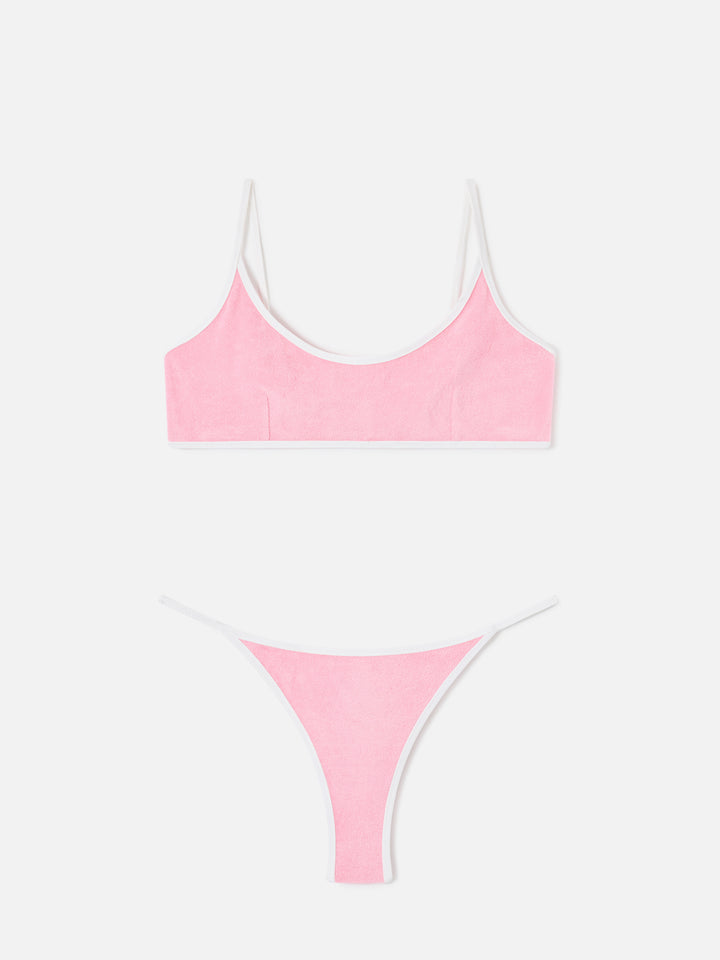 Bikini Juliane String rosa in spugna con piping | Special Edition