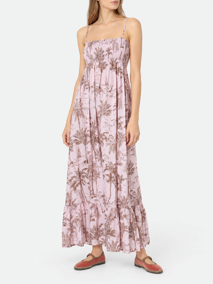 Woman cotton dress Jemma with smocked embroidery