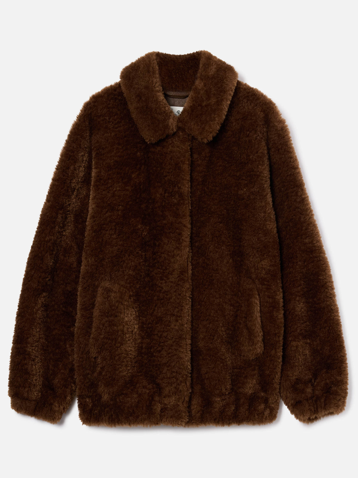 Brown Jeanne teddy jacket with logo embroidery