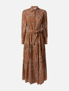 Braunes langes Bandana-Kleid für Damen von Jensen
