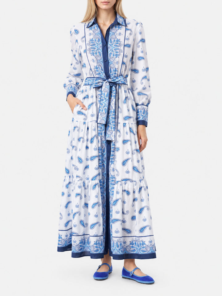 Blue paisley Jensen cotton dress