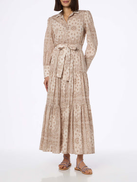 Woman beige bandanna cotton dress Jensen - MC2 Saint Barth