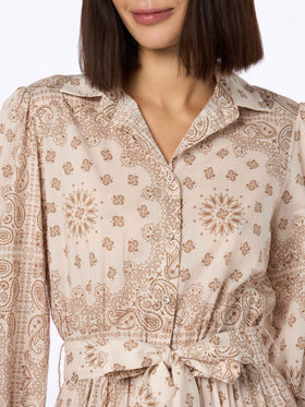 Woman beige bandanna cotton dress Jensen - MC2 Saint Barth