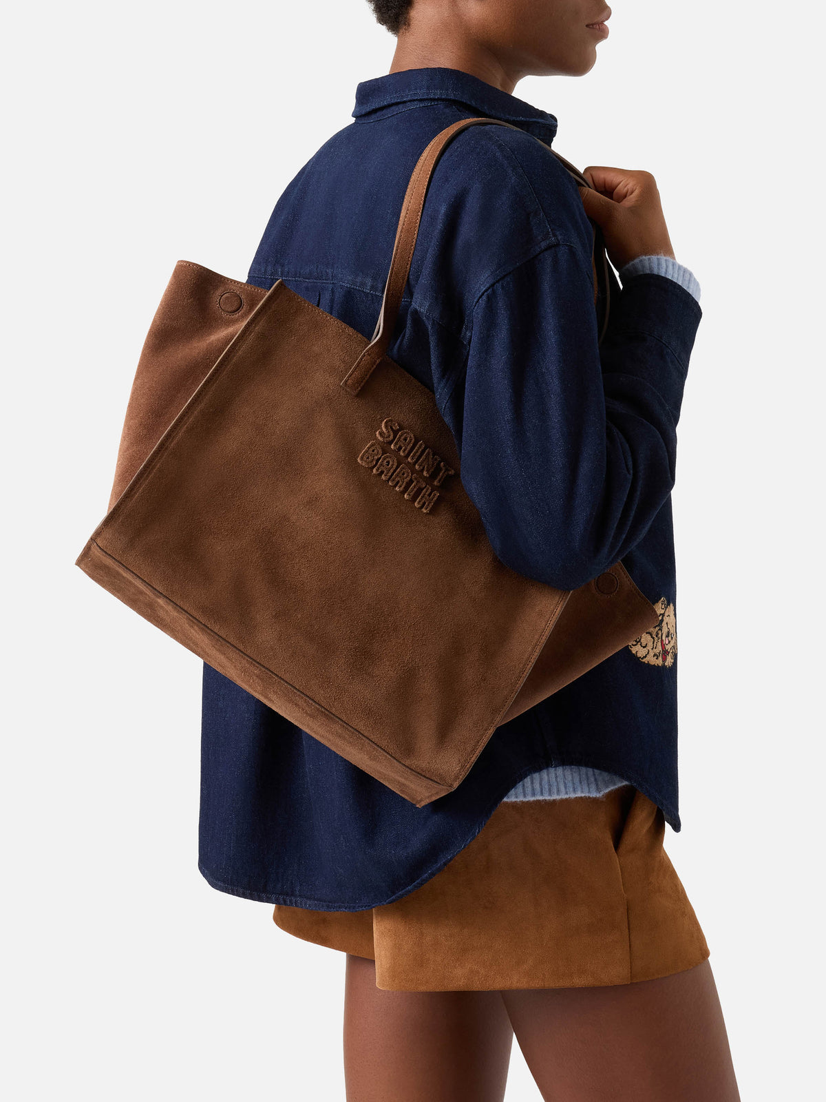 Bolso Jour Large de ante Brown con bordado del logo 
