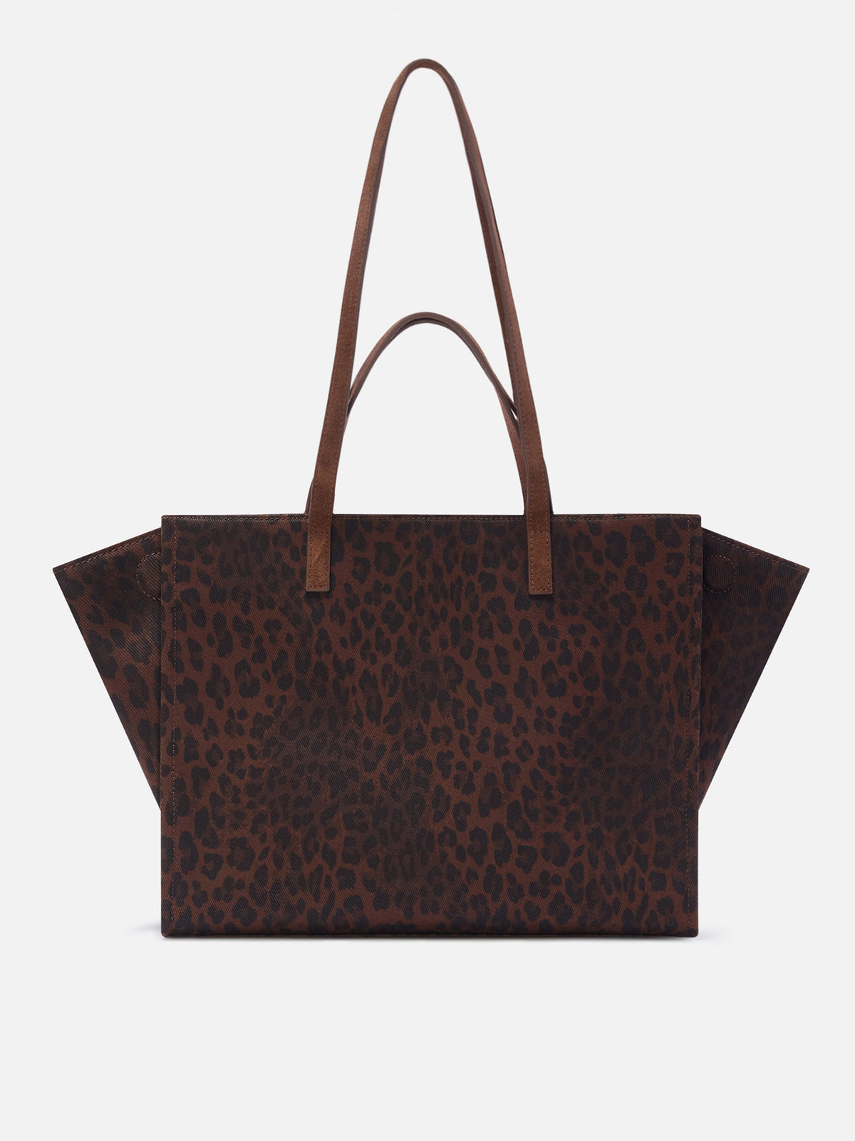 Borsa Large Jour in denim con stampa leopardo e manici in camoscio