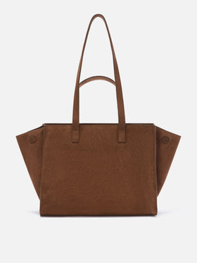 Borsa Medium Jour marrone in camoscio con ricamo logo