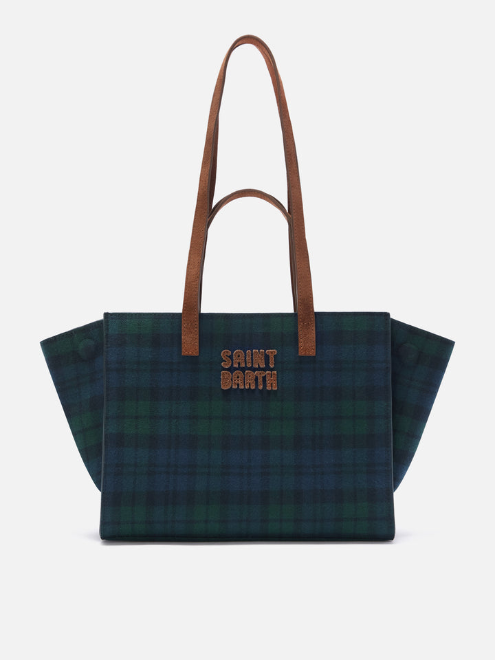 Bolso Jour mediano con estampado tartán y asas de ante 