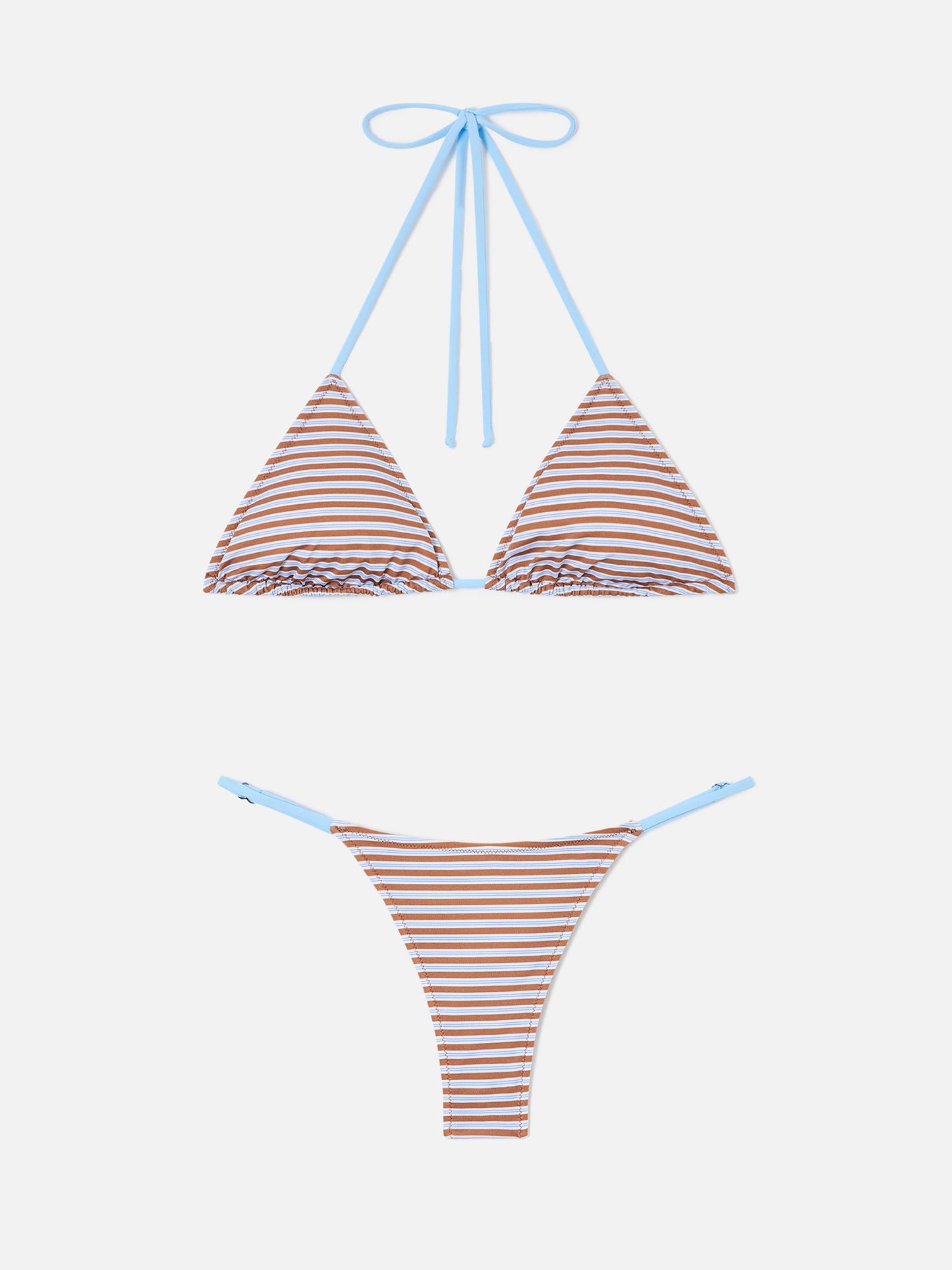 Bikini Joleah String rayé marron et blue 