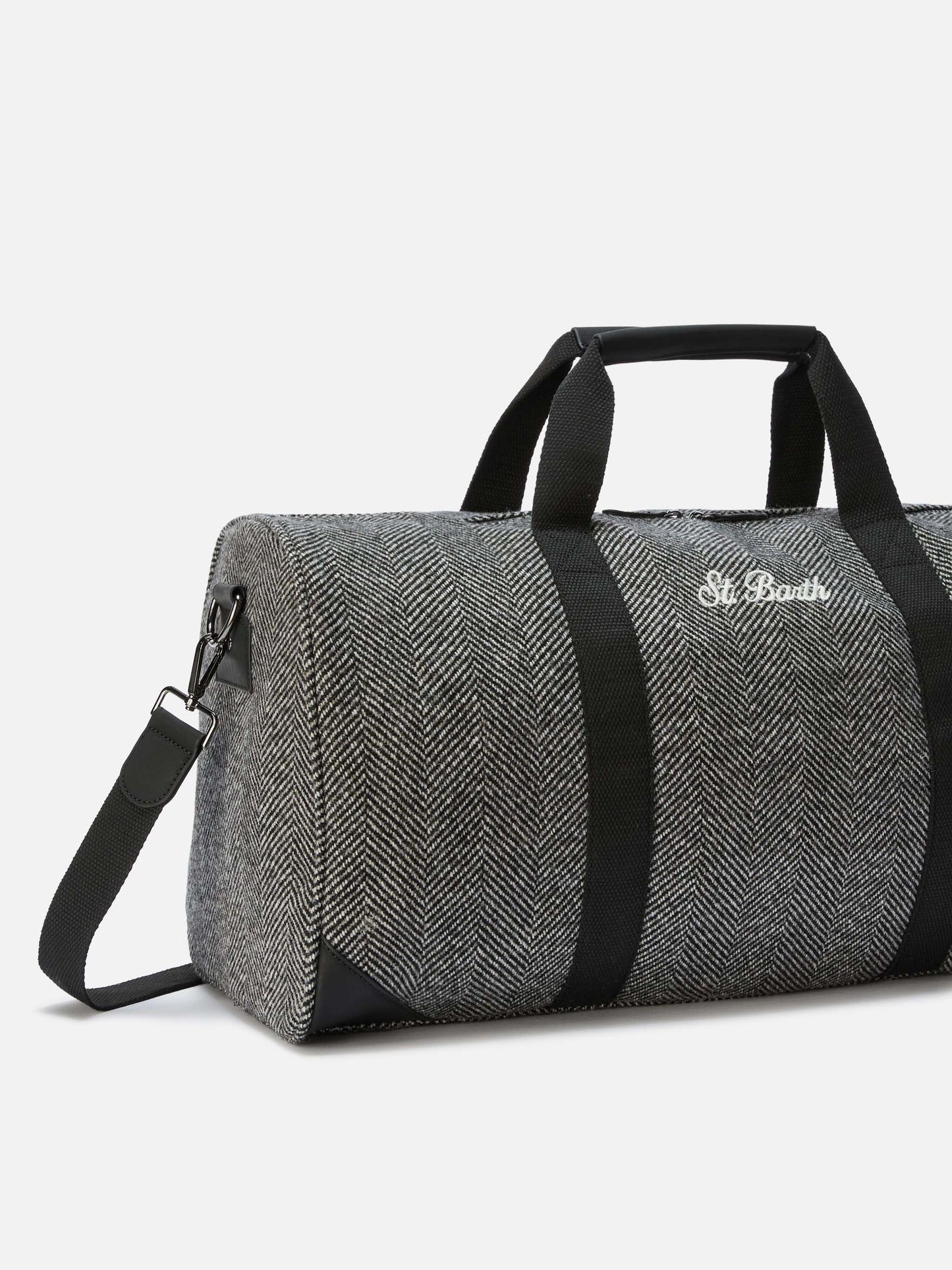 Jetleg Reisetasche aus Wollmischung in Fischgrätmuster