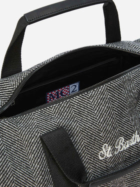 Jetleg Reisetasche aus Wollmischung in Fischgrätmuster