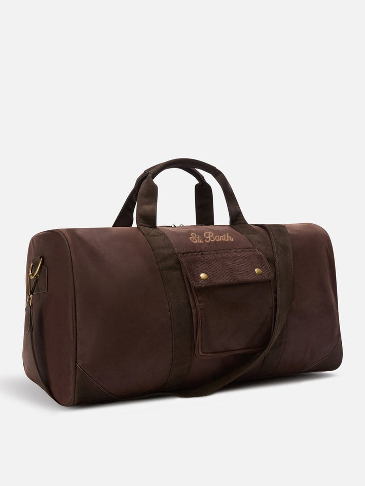 Bolsa de viaje Brown Jetleg encerada con bordado del logo 