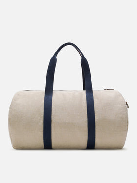 Borsone Round Jetleg in lino beige con logo ricamato a contrasto