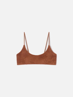 Braunes Judy Bikini-Oberteil aus Frottee in Bralette-Form 