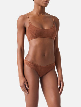 Judy Elise braunes Frottee-Bralette-Bikini 