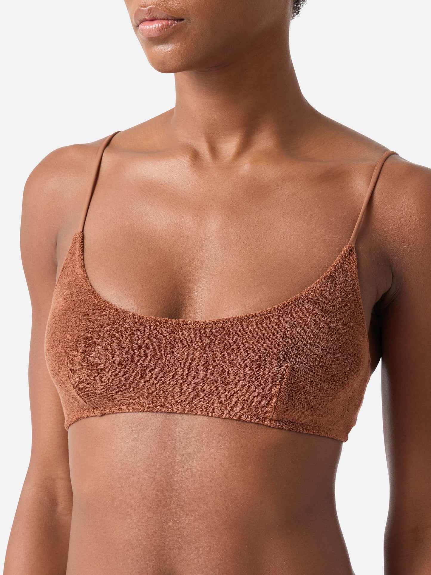 Judy Elise braunes Frottee-Bralette-Bikini 