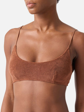 Judy Elise braunes Frottee-Bralette-Bikini 