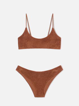 Judy Elise braunes Frottee-Bralette-Bikini 
