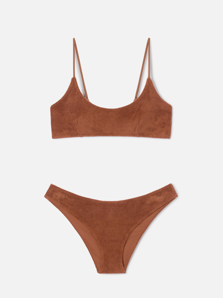 Judy Elise braunes Frottee-Bralette-Bikini 