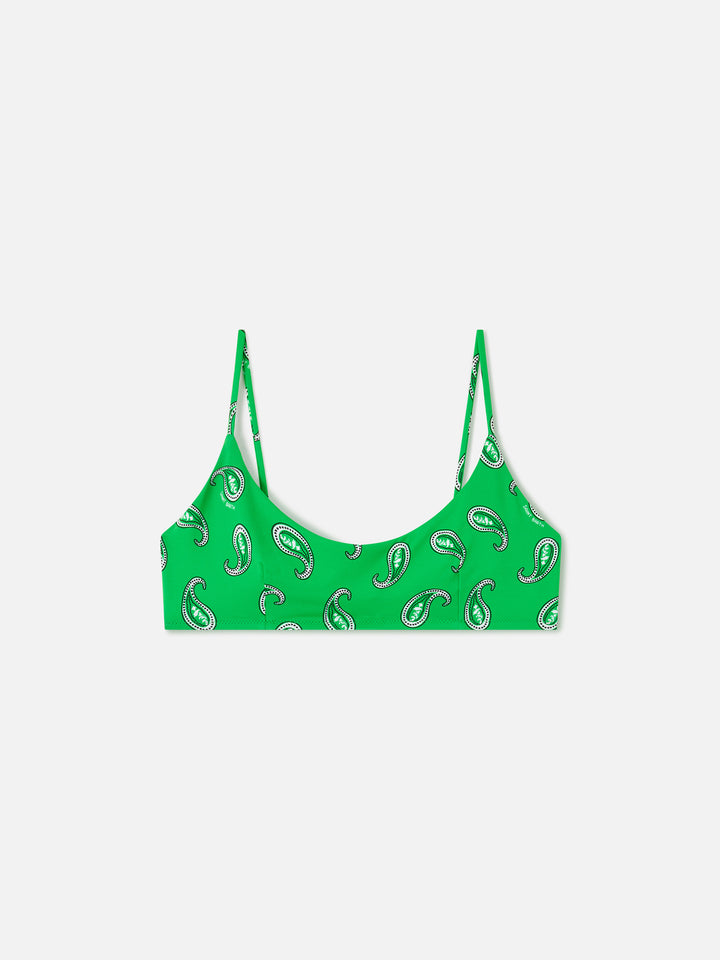 Top de bikini tipo bralette Green Judy con estampado paisley 