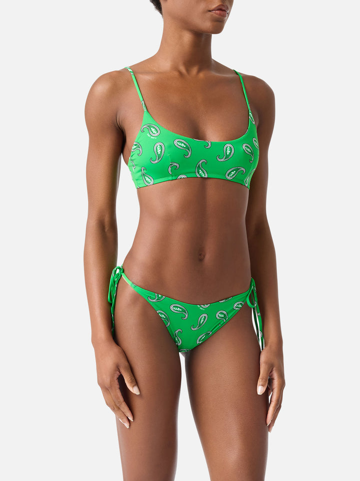 Judy Marielle grüner Paisley-Bralette-Bikini 