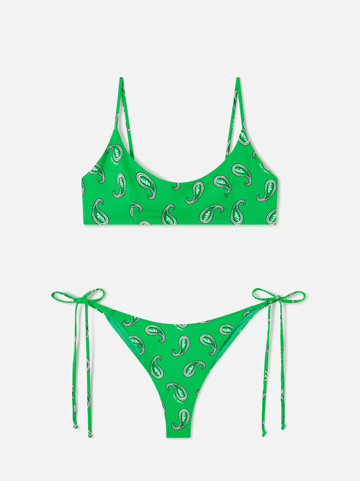 Judy Marielle grüner Paisley-Bralette-Bikini 