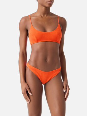 Judy Naomi Bralette-Bikini aus orangefarbenem Frottee 