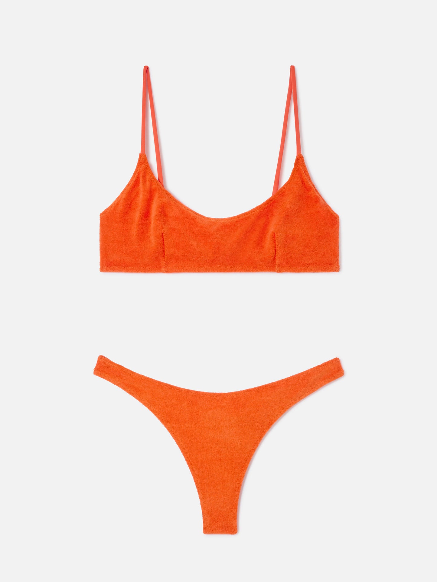 Judy Naomi Bralette-Bikini aus orangefarbenem Frottee 