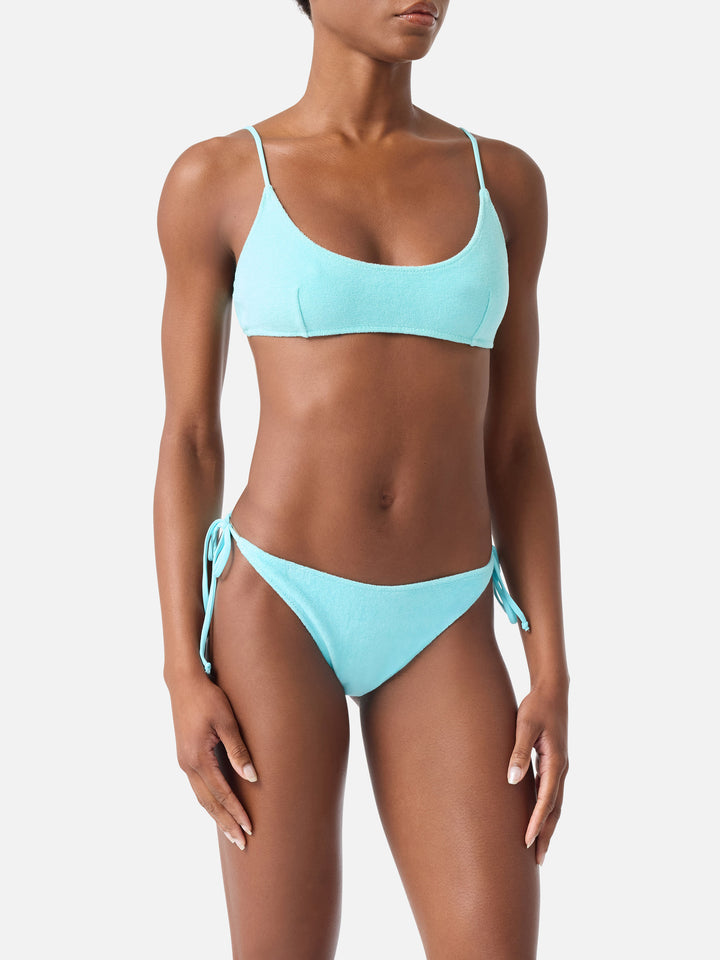 Bikini Judy Virgo bralette in tessuto effetto spugna verde