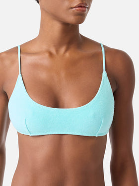 Judy Virgo grünes Bralette-Bikini aus Frottee 