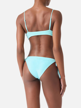 Judy Virgo grünes Bralette-Bikini aus Frottee 