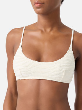 Haut brassière Judy en éponge beige à motif zèbre en relief 
